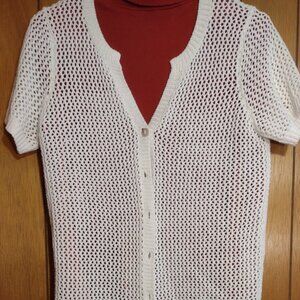 Gorgeous light weight white color button front top cardigan